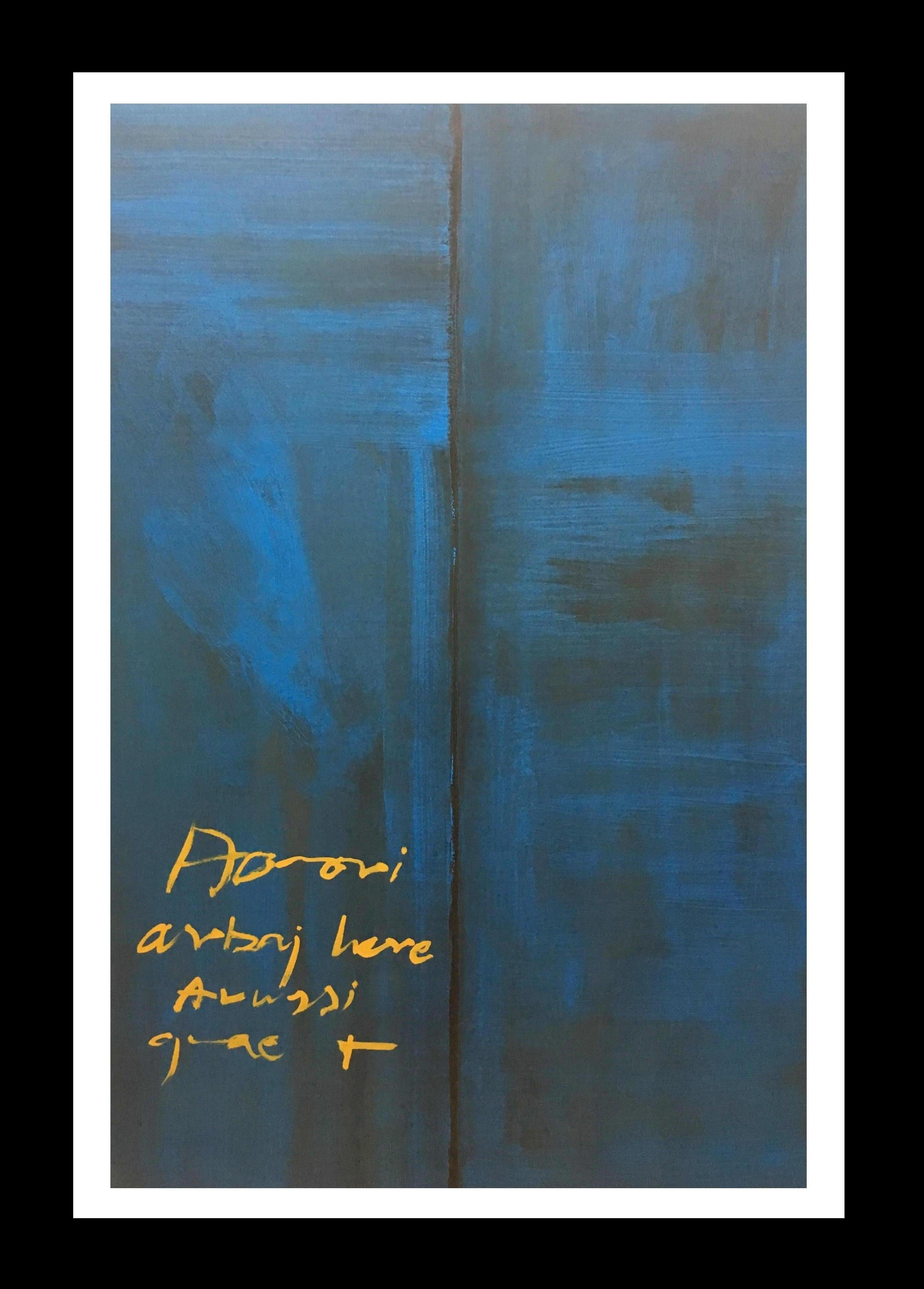 RAFAEL RUZ Abstract Painting - Ruz. Vertical  Blue   original abstract acrylic painting