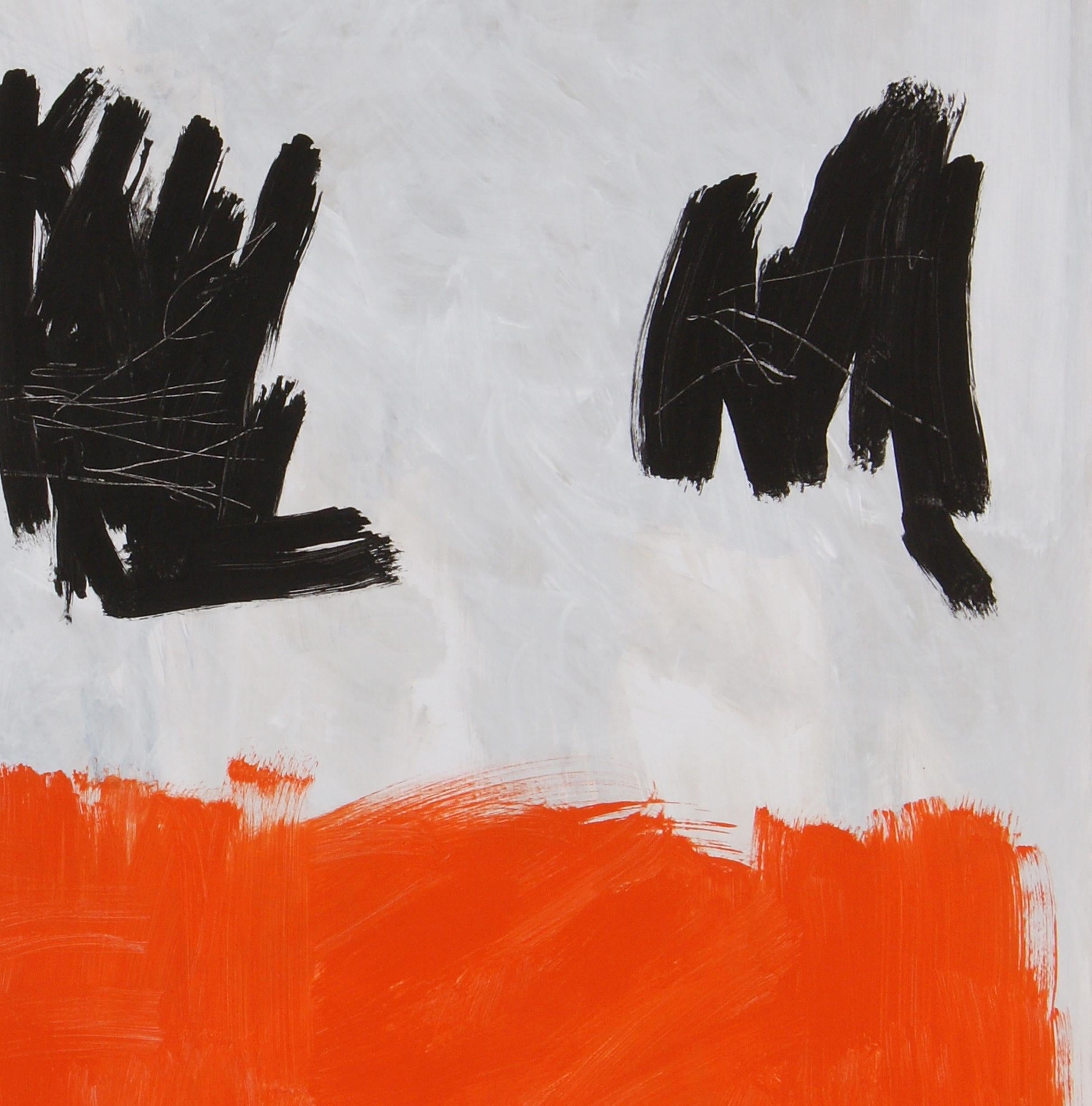 Ruz Vertical Orange Black   orignal  abstract canvas acrylic painting - Abstract Painting by RAFAEL RUZ