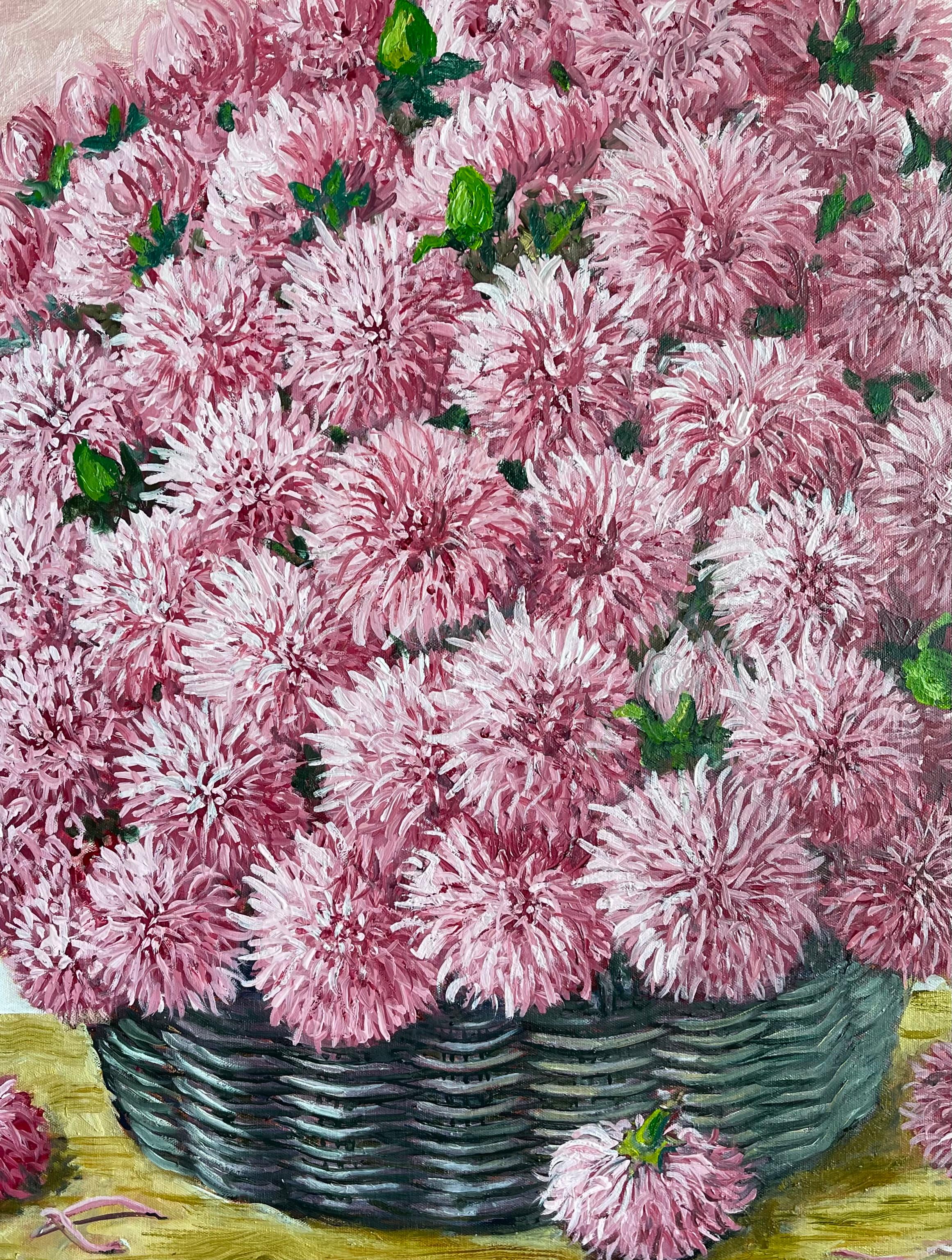 Korb voller rosa Chrysanthemen 2021
RAFAEL SALDARRIAGA wurde 1955 in Medellin, Kolumbien, geboren. Er kam 1993 in die Vereinigten Staaten. Nachdem er in New Mexico und Hawaii gelebt hatte, ließ er sich in New York City nieder.
Er studierte an der