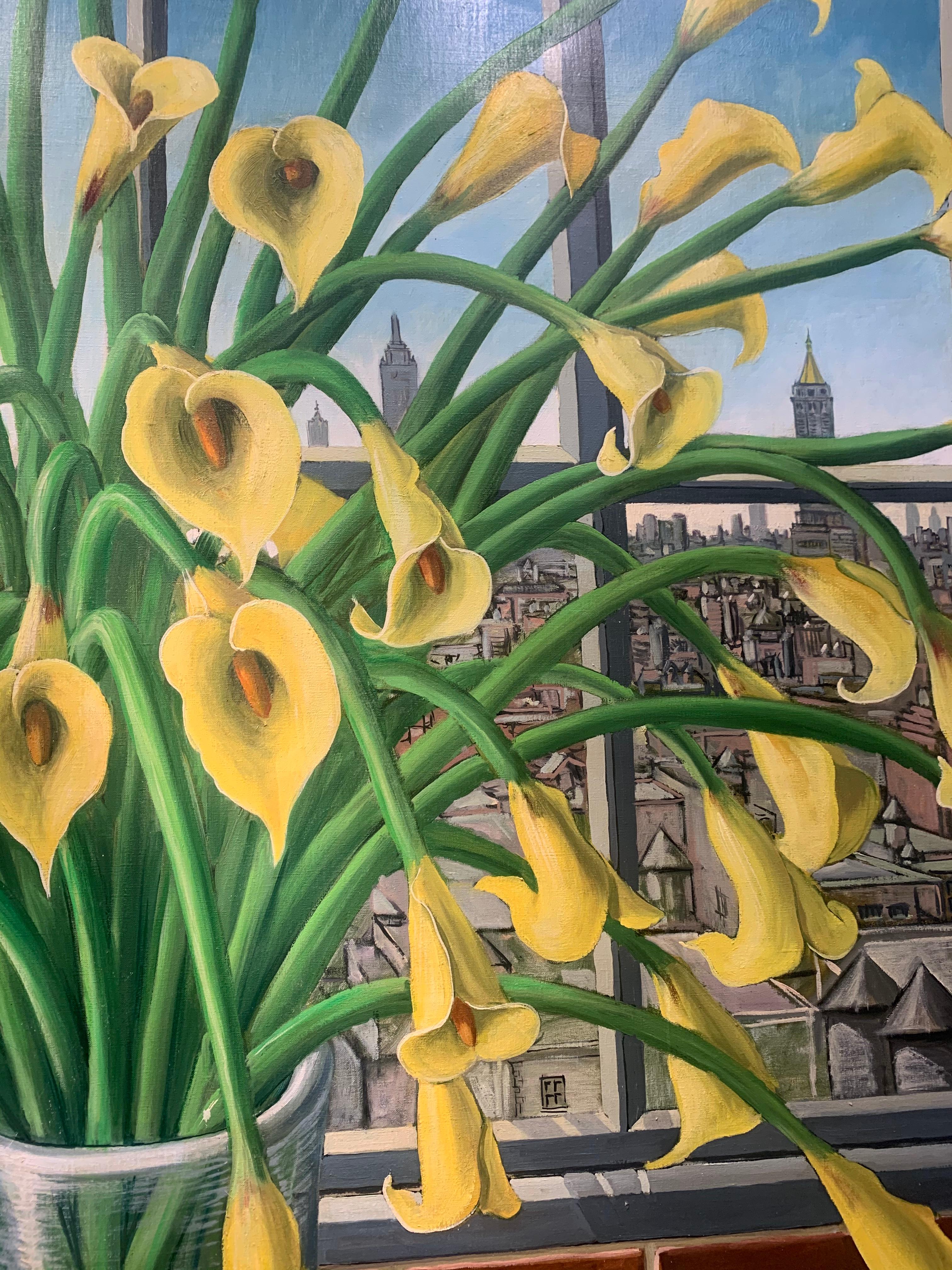  Large Yellow Lilies By The Window In New York  - Photograph by Rafael Saldarriaga