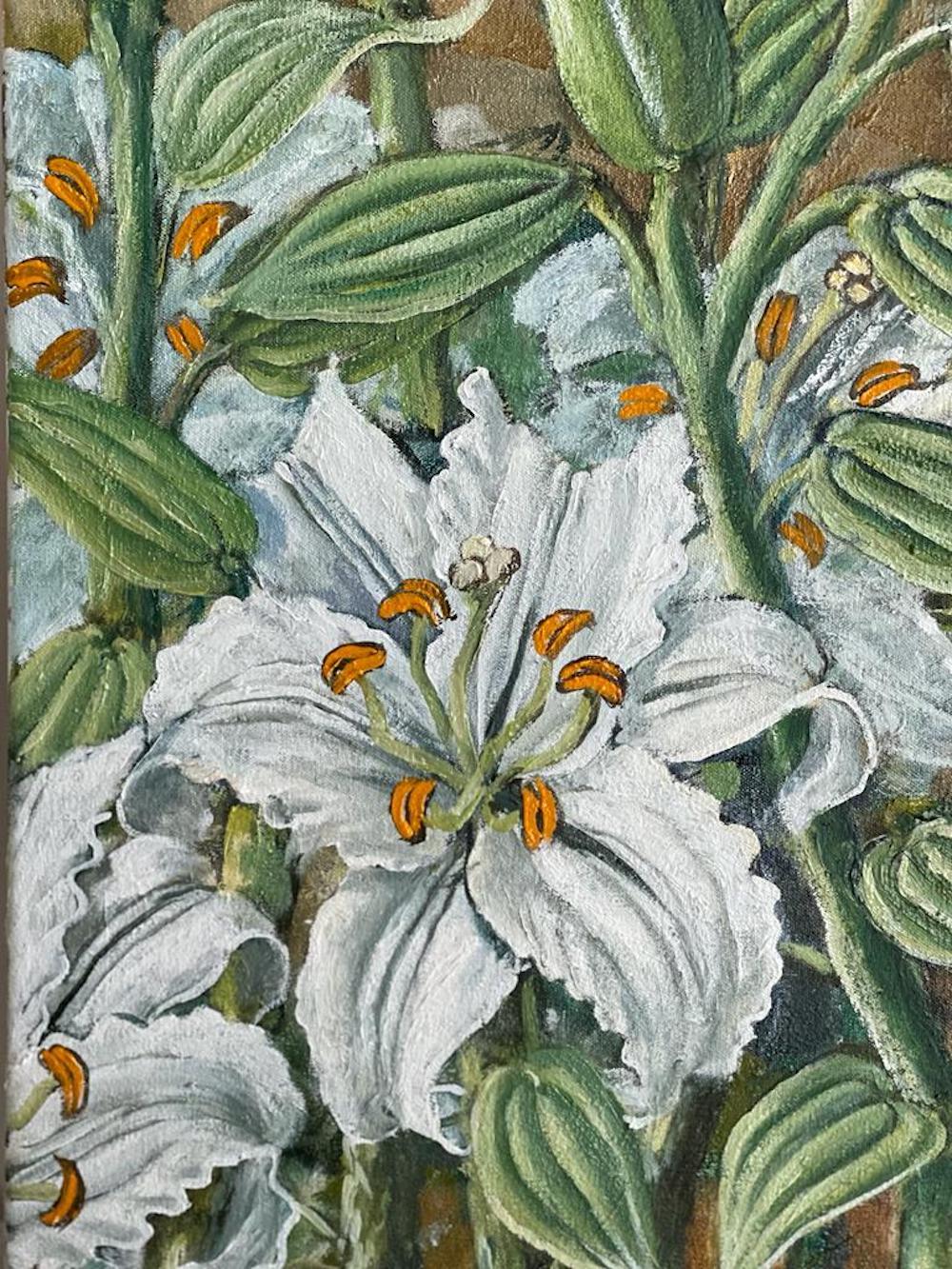 White Lilies Naranjas Still Life  - Contemporary Painting by Rafael Saldarriaga