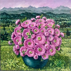 Pink Ranunculus Flowers In The Basket