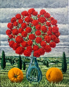 Red Perennial With Oranges In The Landscape