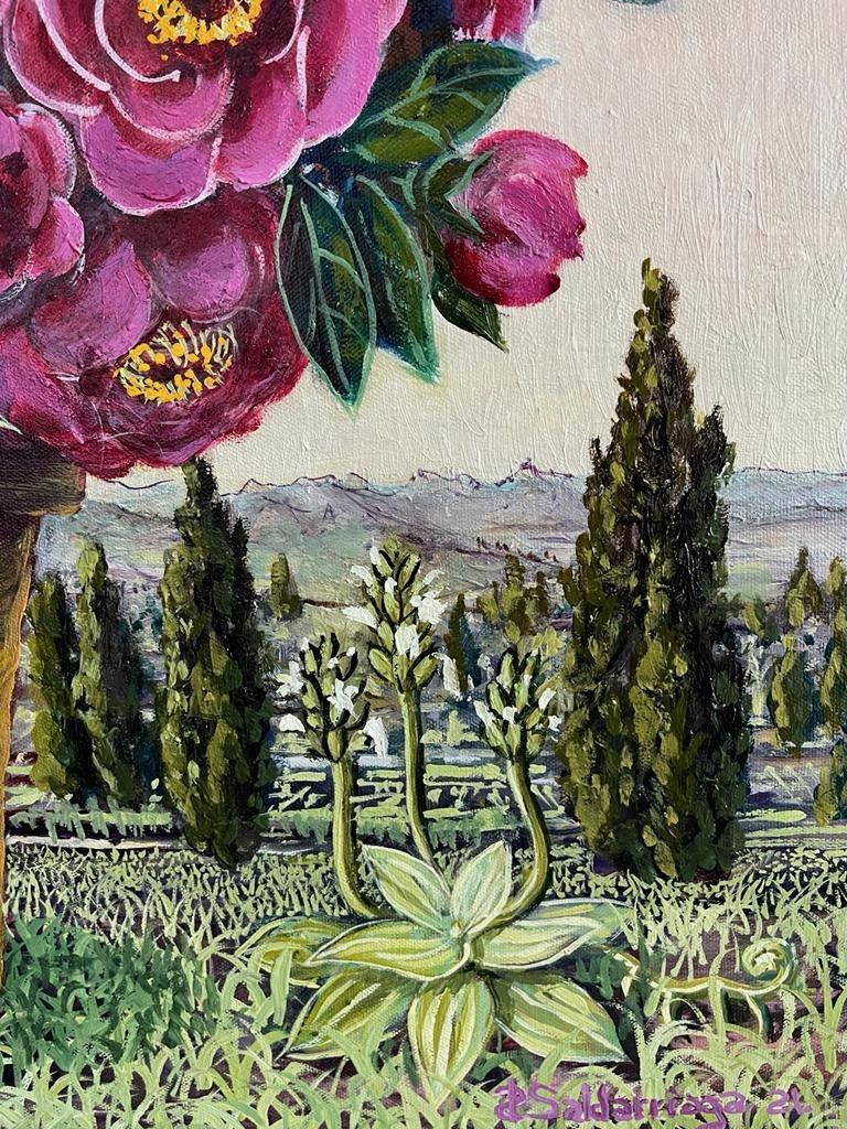Rosadas In The Landscape - Painting by Rafael Saldarriaga