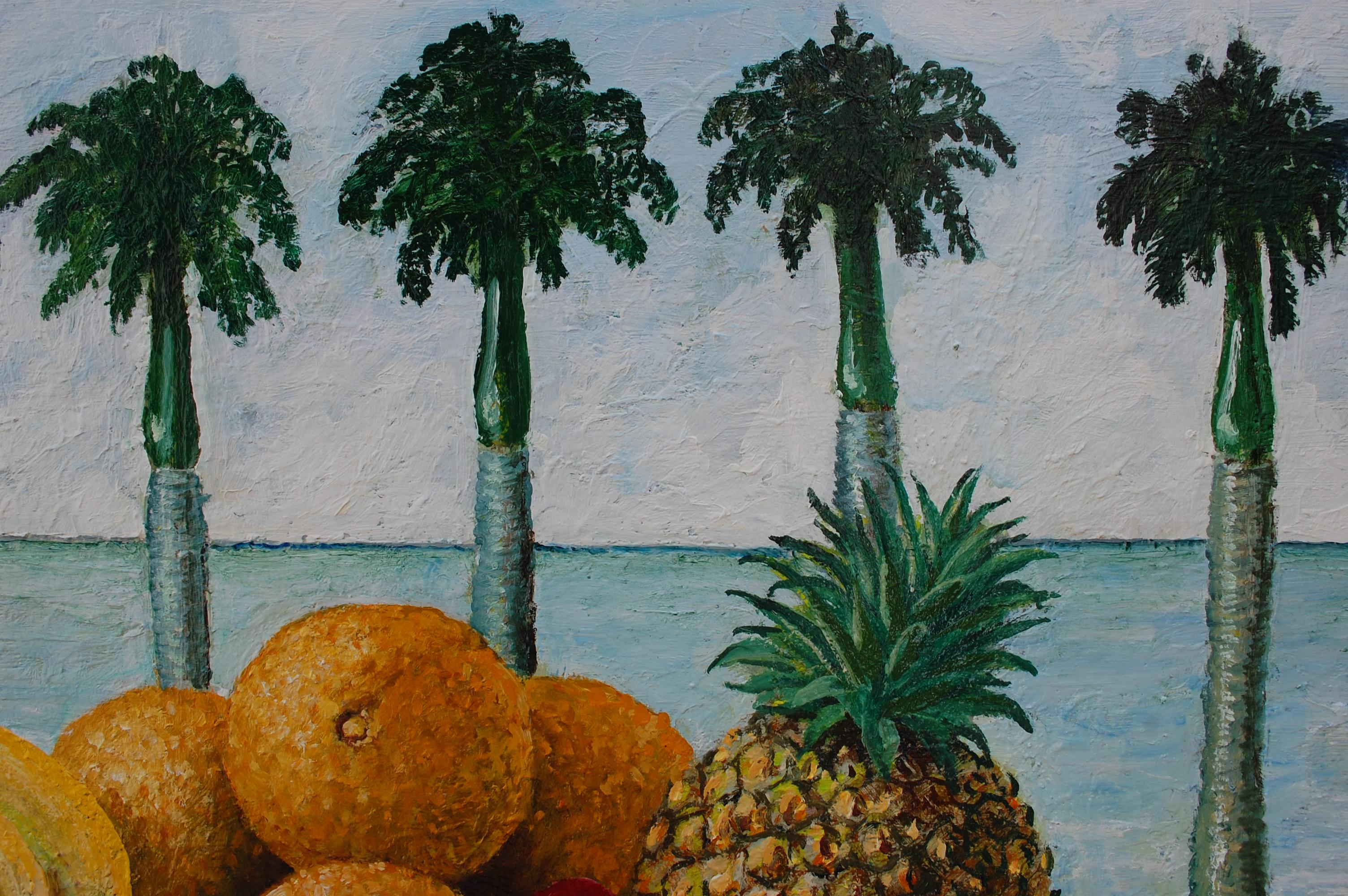  Tropical Fruit In The Basket - Contemporary Painting by Rafael Saldarriaga