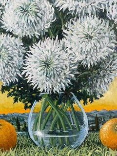 White Chrysanthemums And Oranges