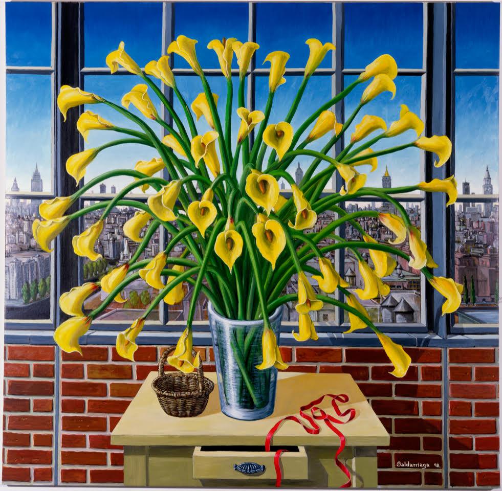 Rafael Saldarriaga Figurative Photograph -  Large Yellow Lilies By The Window In New York 
