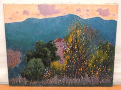 Óleo sobre tela - Al atardecer en la montaña