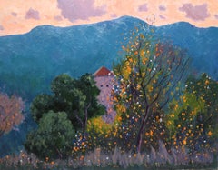 Óleo sobre tela - Al atardecer en la montaña