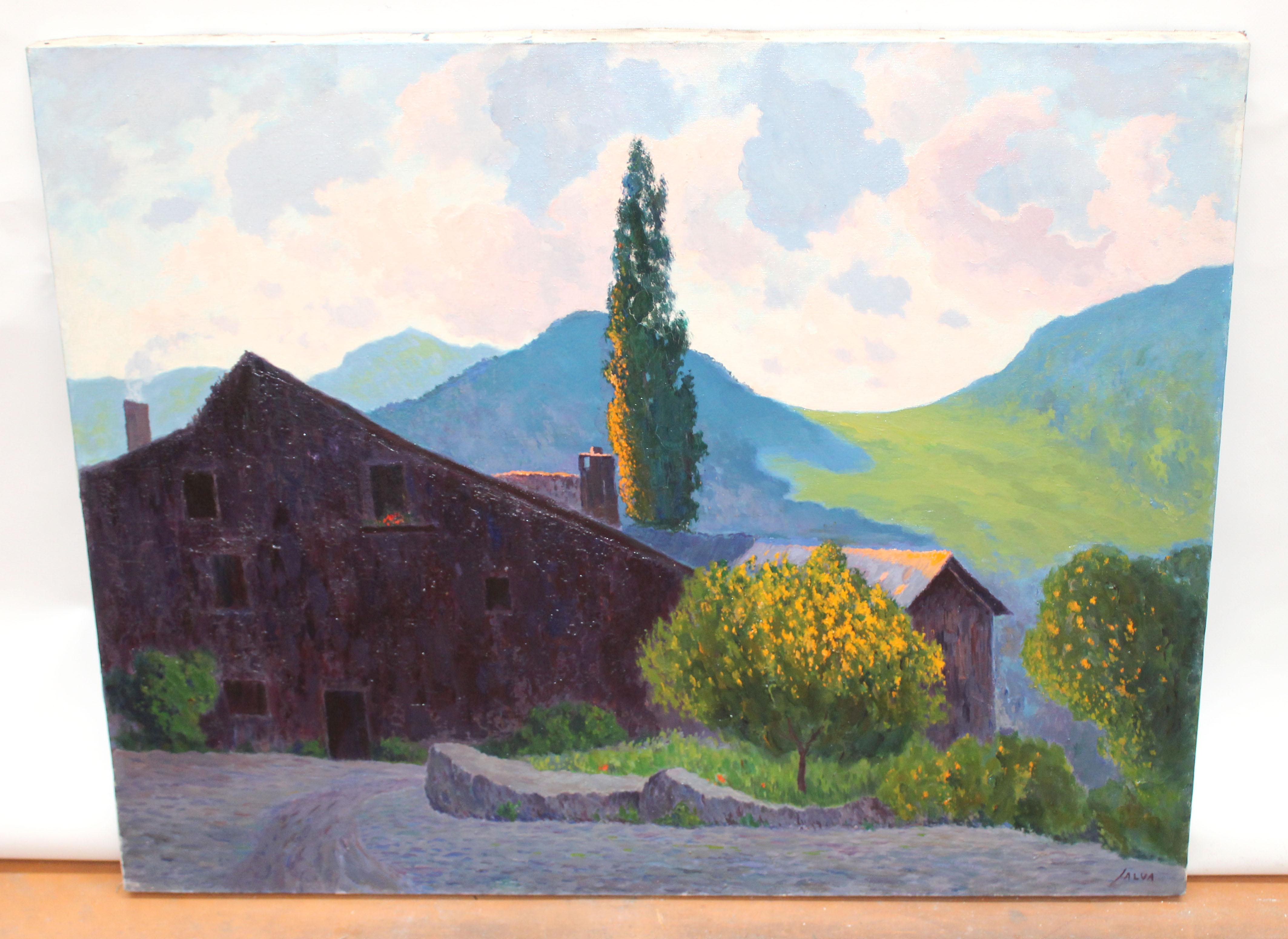Óleo sobre tela - Amanecer en el campo - Painting by Rafael Salvá Balaguer
