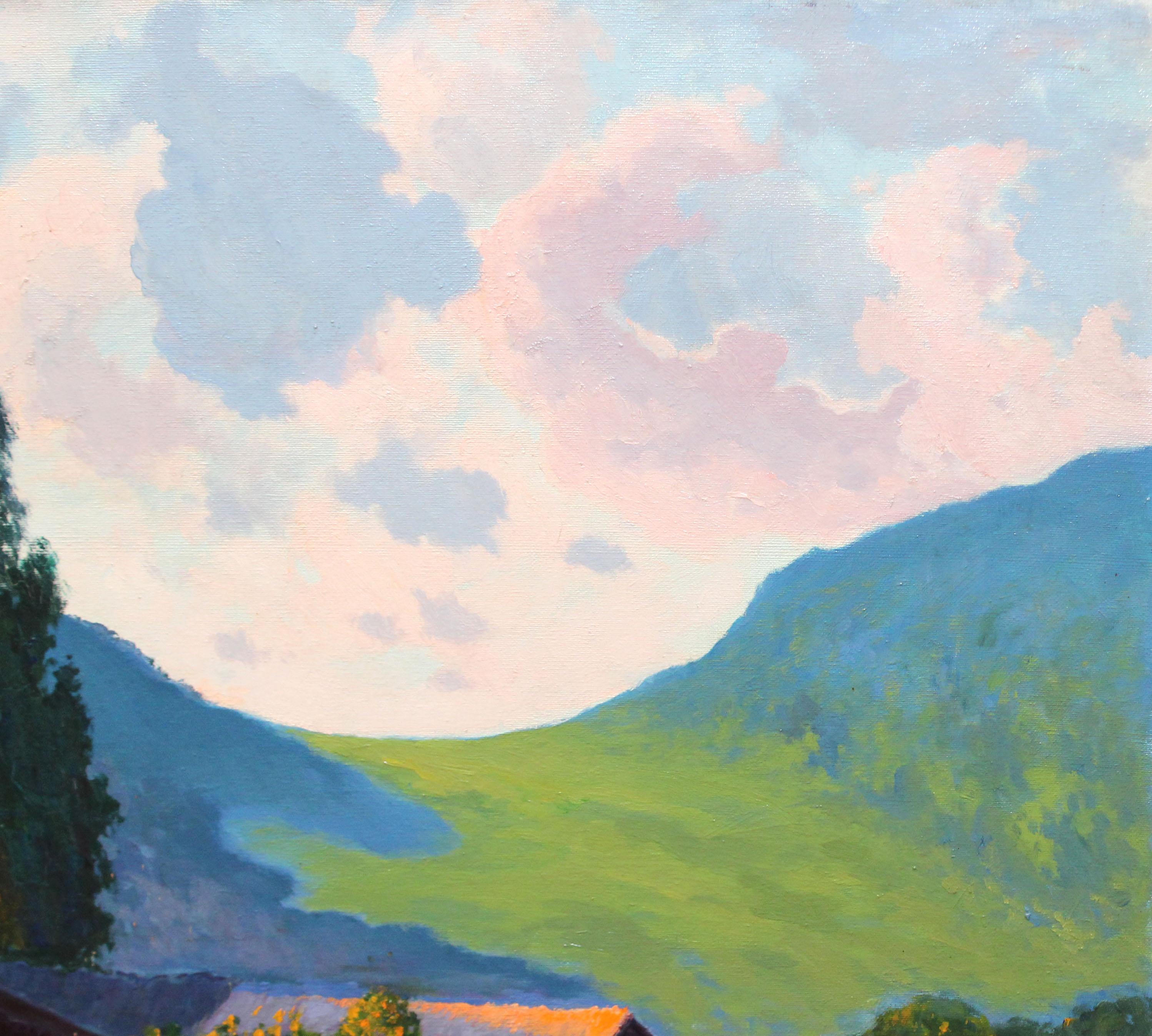 Óleo sobre tela - Amanecer en el campo - Gray Landscape Painting by Rafael Salvá Balaguer