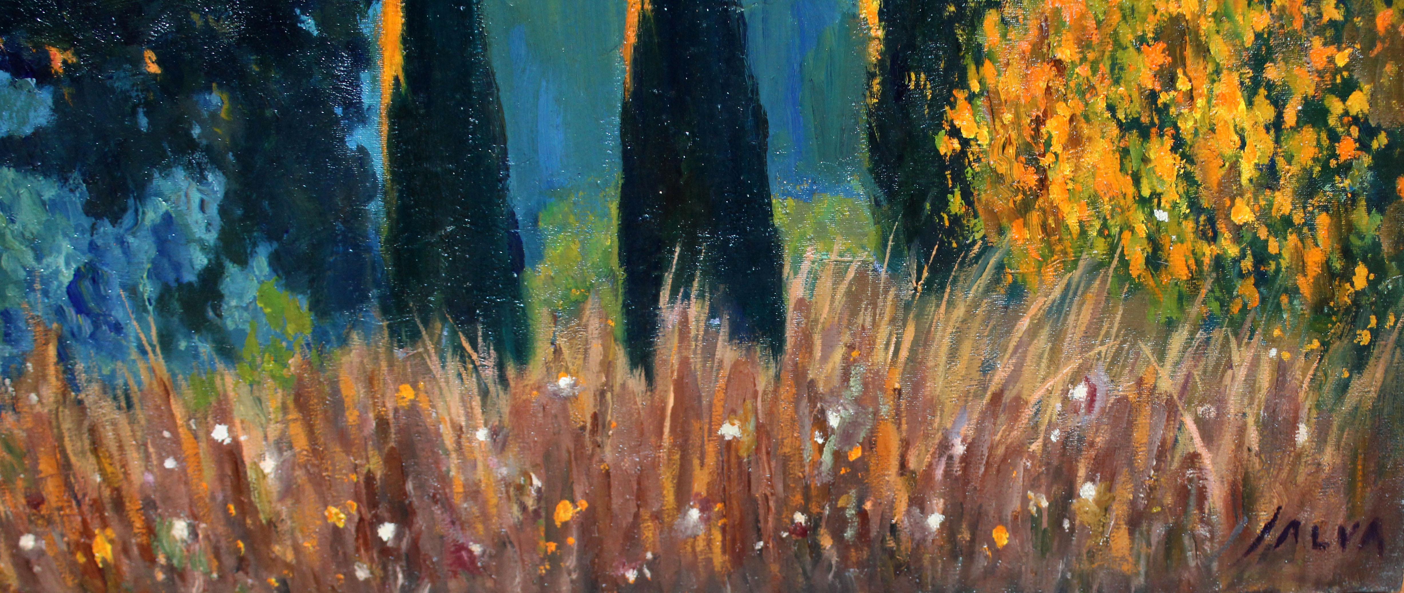 Óleo sobre tela - Crepúsculo entre cipreses im Angebot 1