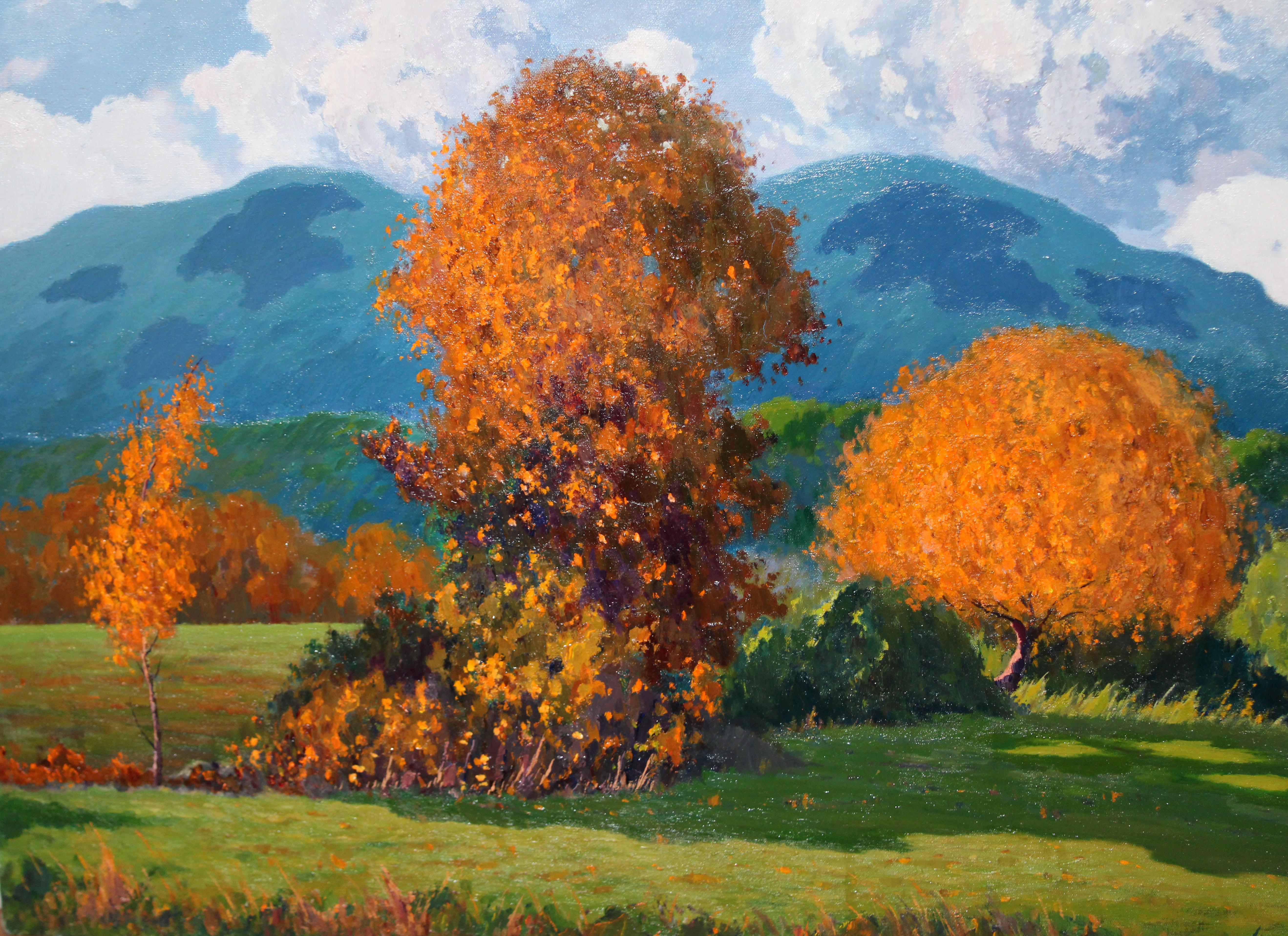 Óleo sobre tela - Esplendor otoñal - Brown Landscape Painting by Rafael Salvá Balaguer