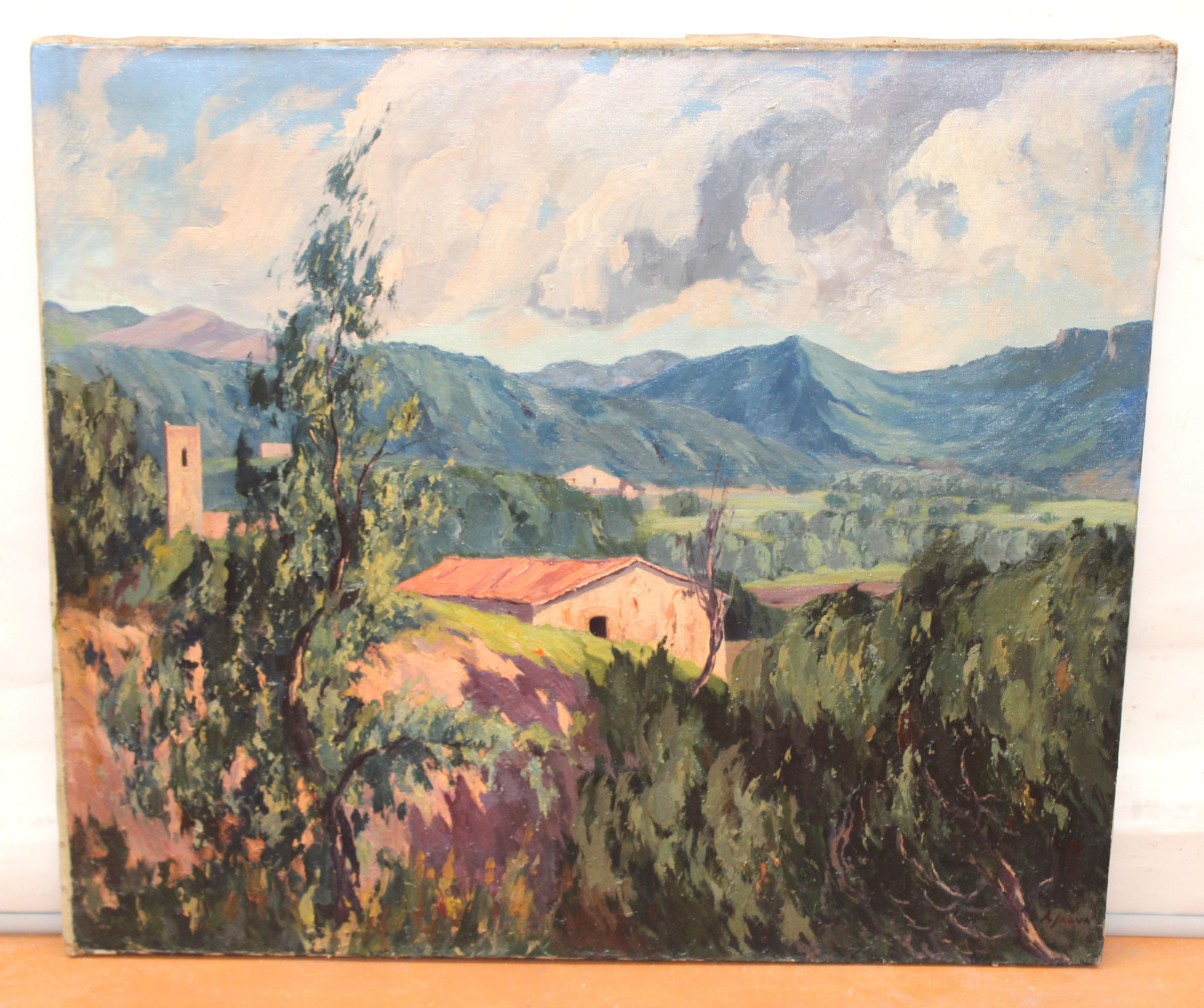 Óleo sobre tela - Gebirgshorizont – Painting von Rafael Salvá Balaguer