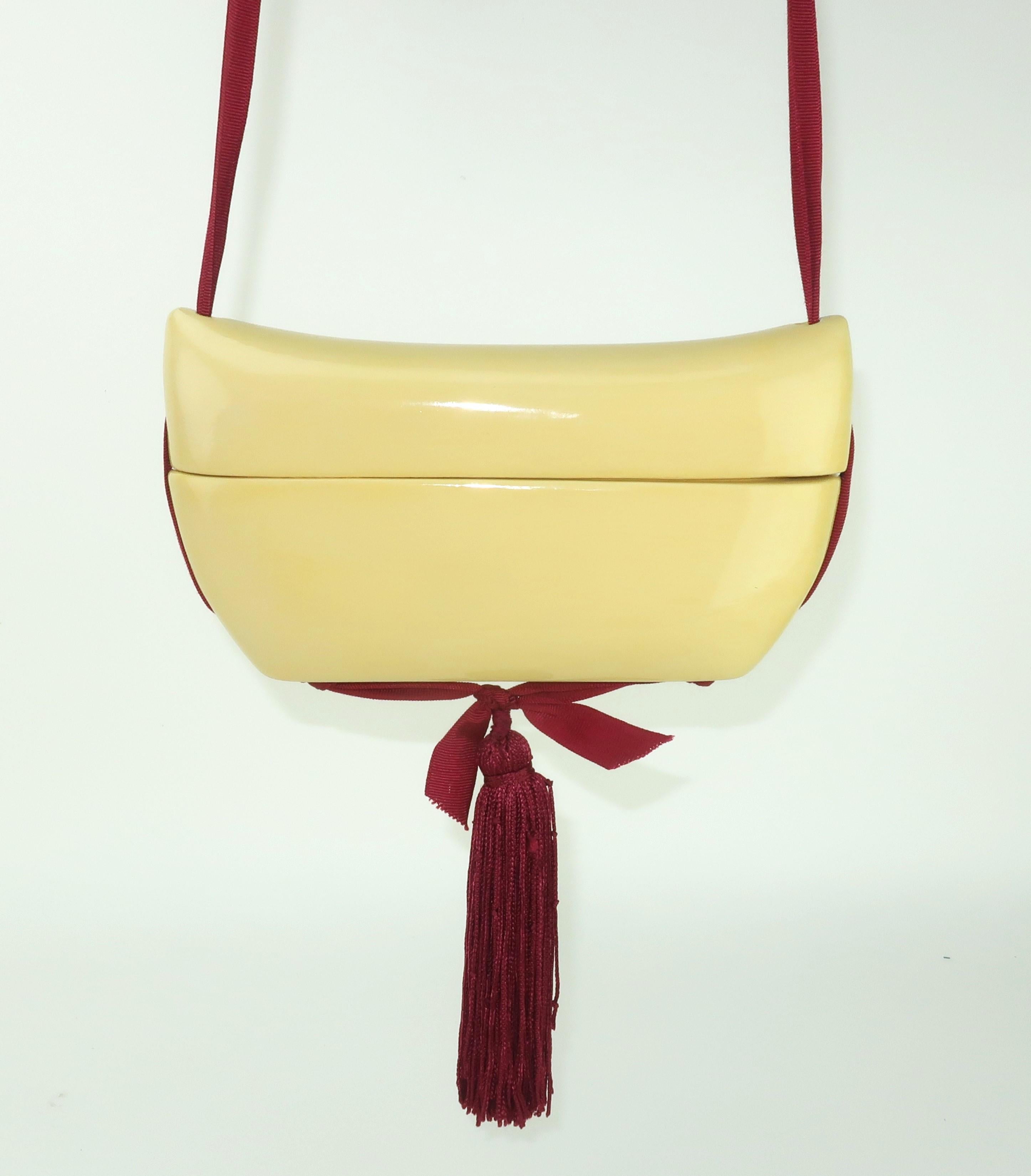 Women's Rafael Sanchez Asian Style Lacquered Box Handbag, 1980's