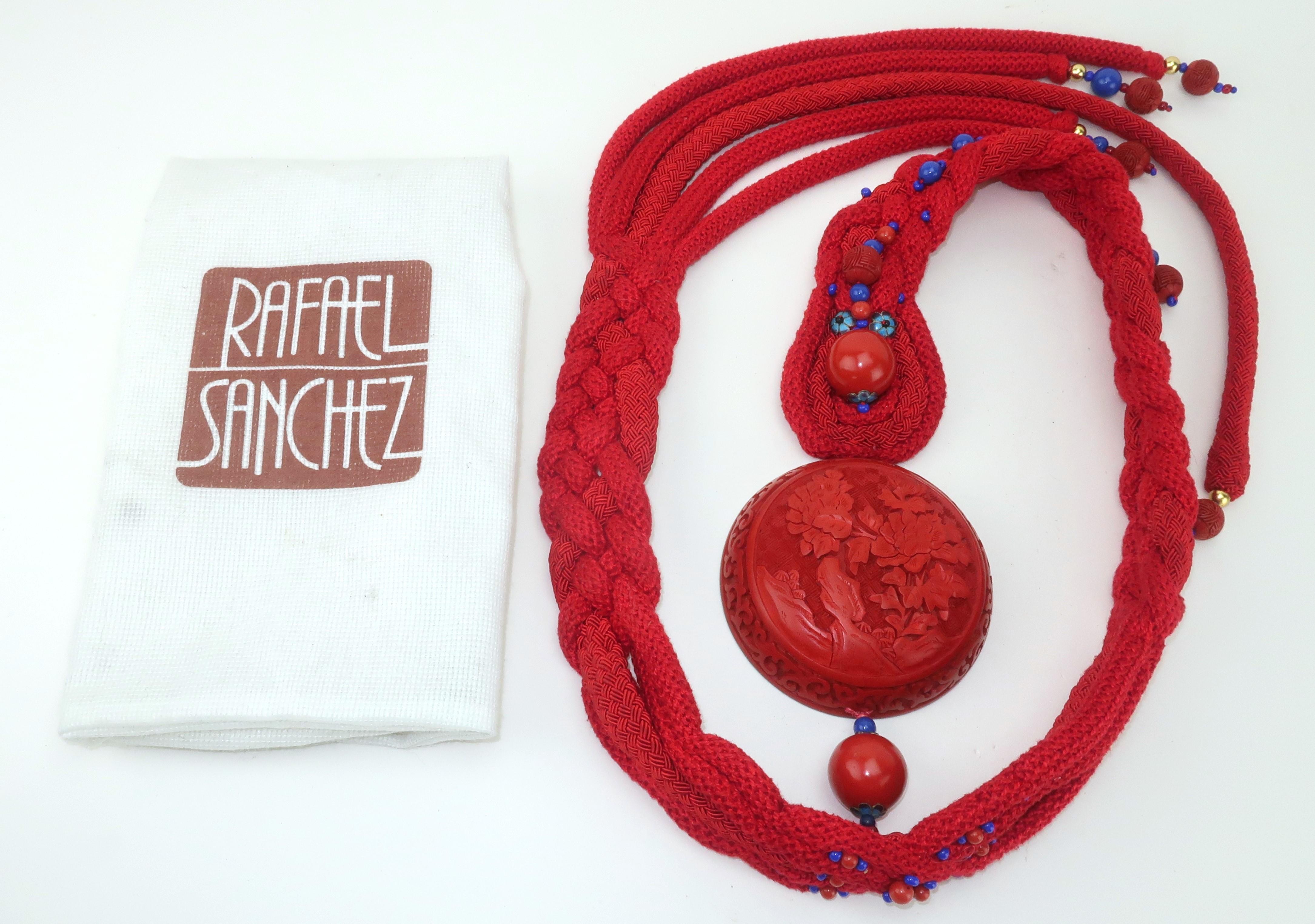 RAFAEL SANCHEZ Cinnabar Resin Braid Sash Belt, 1980's For Sale 8