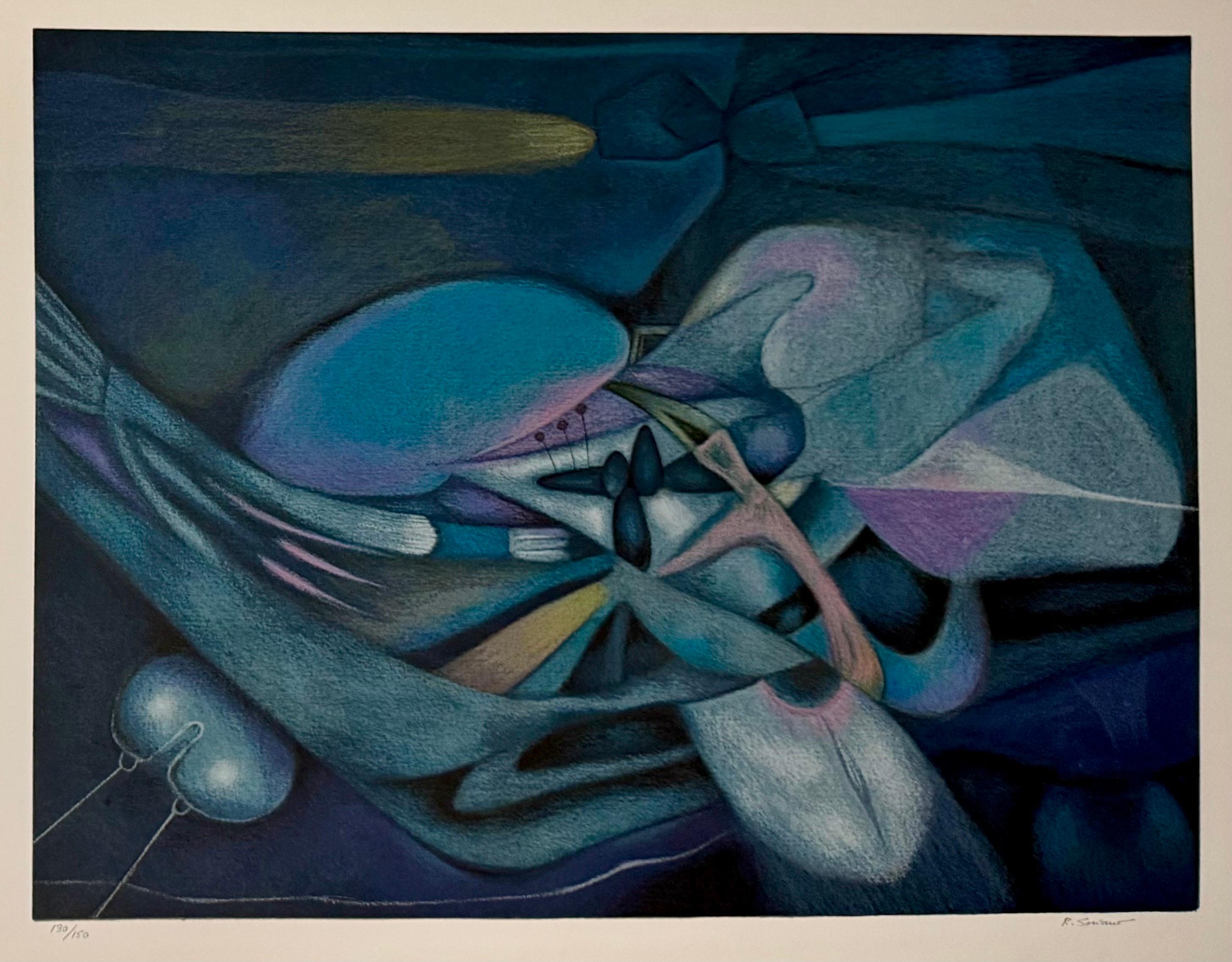 Large Cuban Master Lithograph Abstract Biomorphic Serigraph Print Rafael Soriano