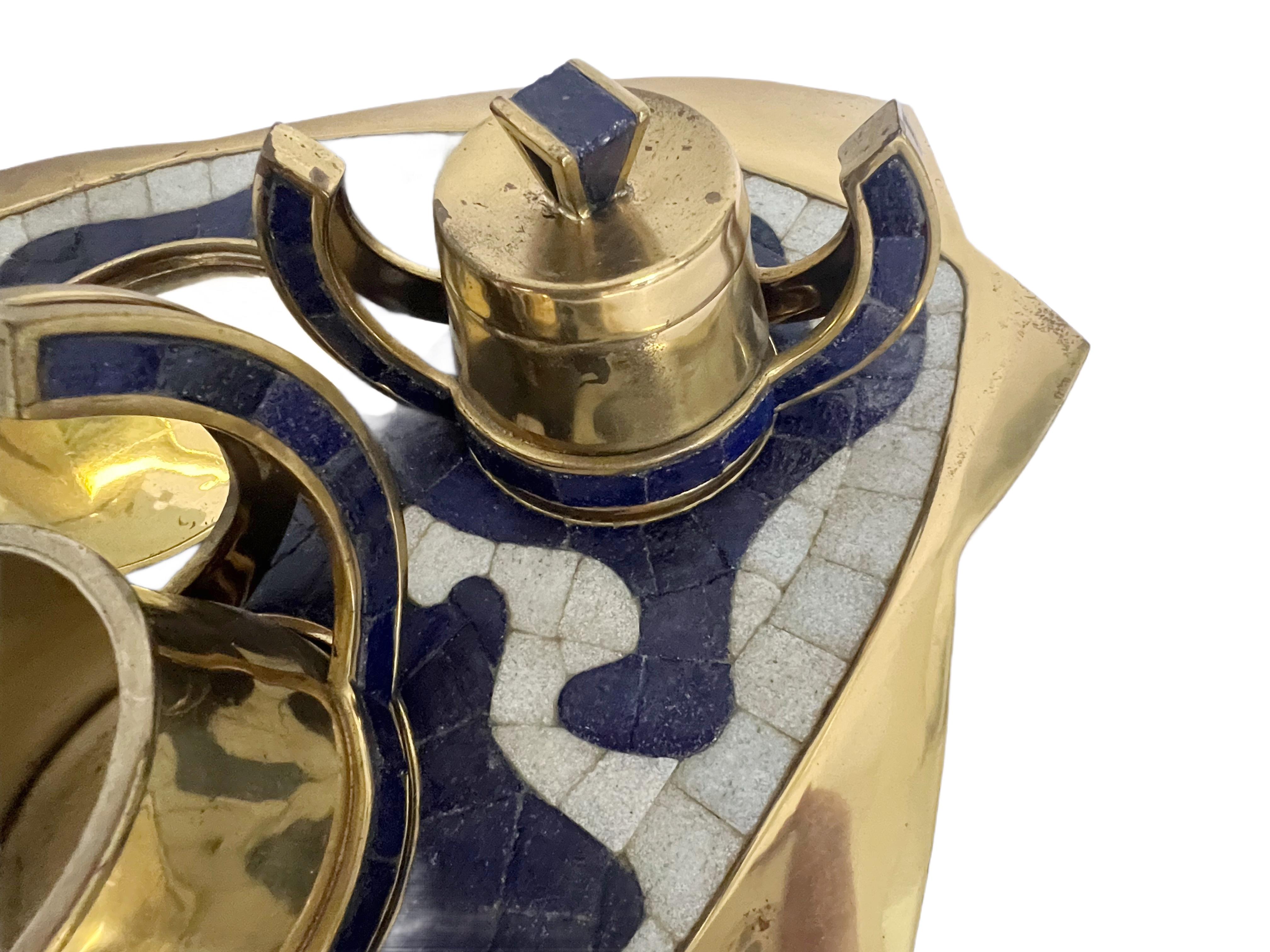 Set da tè modernista in ottone e mosaico di vetro di Rafael Teran in vendita 1