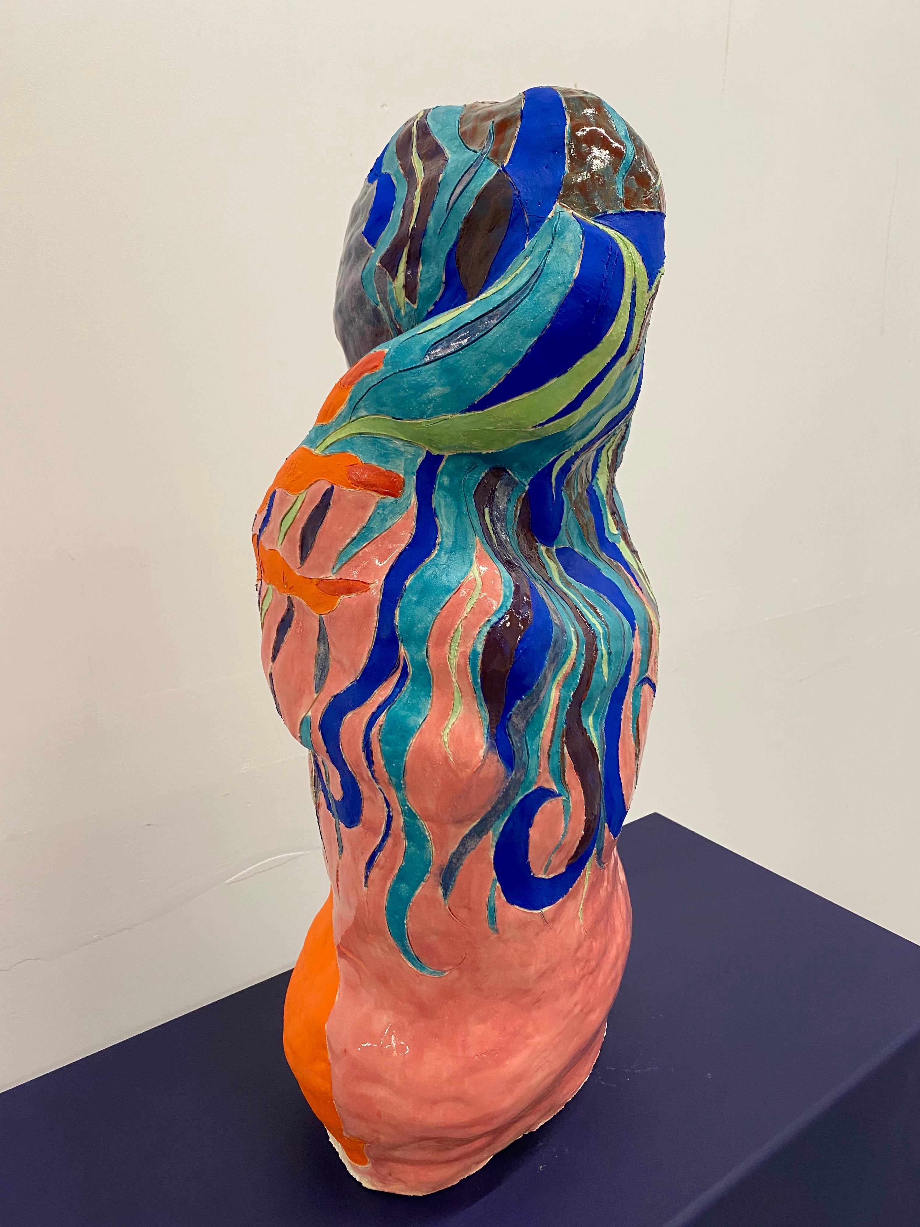 Hundida - Ceramic - Gray Figurative Sculpture by Rafaela de Ascanio