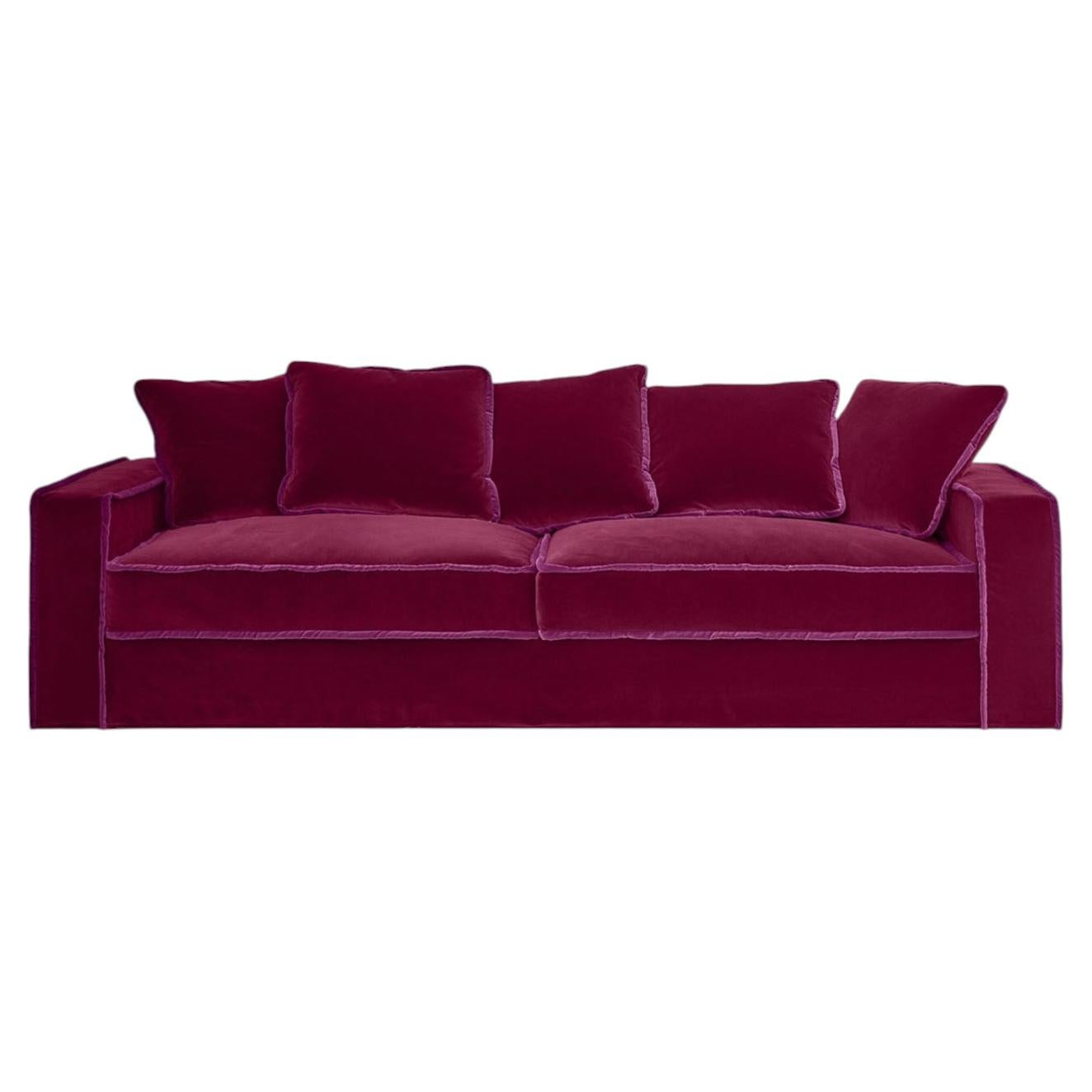 Rafaella Bio Burgundy & Dark Cherry Velvet 3 Seater Sofa