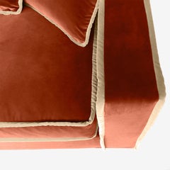 Divano angolare Rafaella Bio in velluto arancione e beige