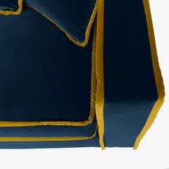 Mitternachtsblaues & goldenes 2sitzer-Sofa aus Samt von Rafaella