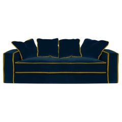 Rafaella Midnight Blue & Gold Velvet 2 Seater Sofa