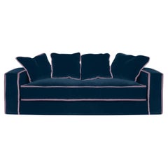 Rafaella Midnight Blue & Pink Velvet 2 Seater Sofa by Biosofa