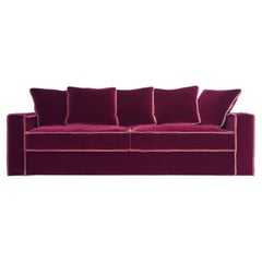 Rafaella Canapé 3 places et 5 coussins en velours rouge et orange