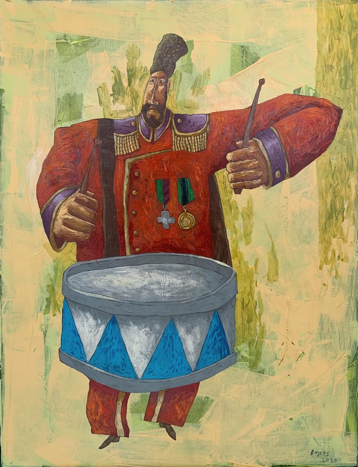 Rafał Bojdys Portrait Painting - Drummer -  Acrylic Figurative Painting, Animal, Colorful, Polish art
