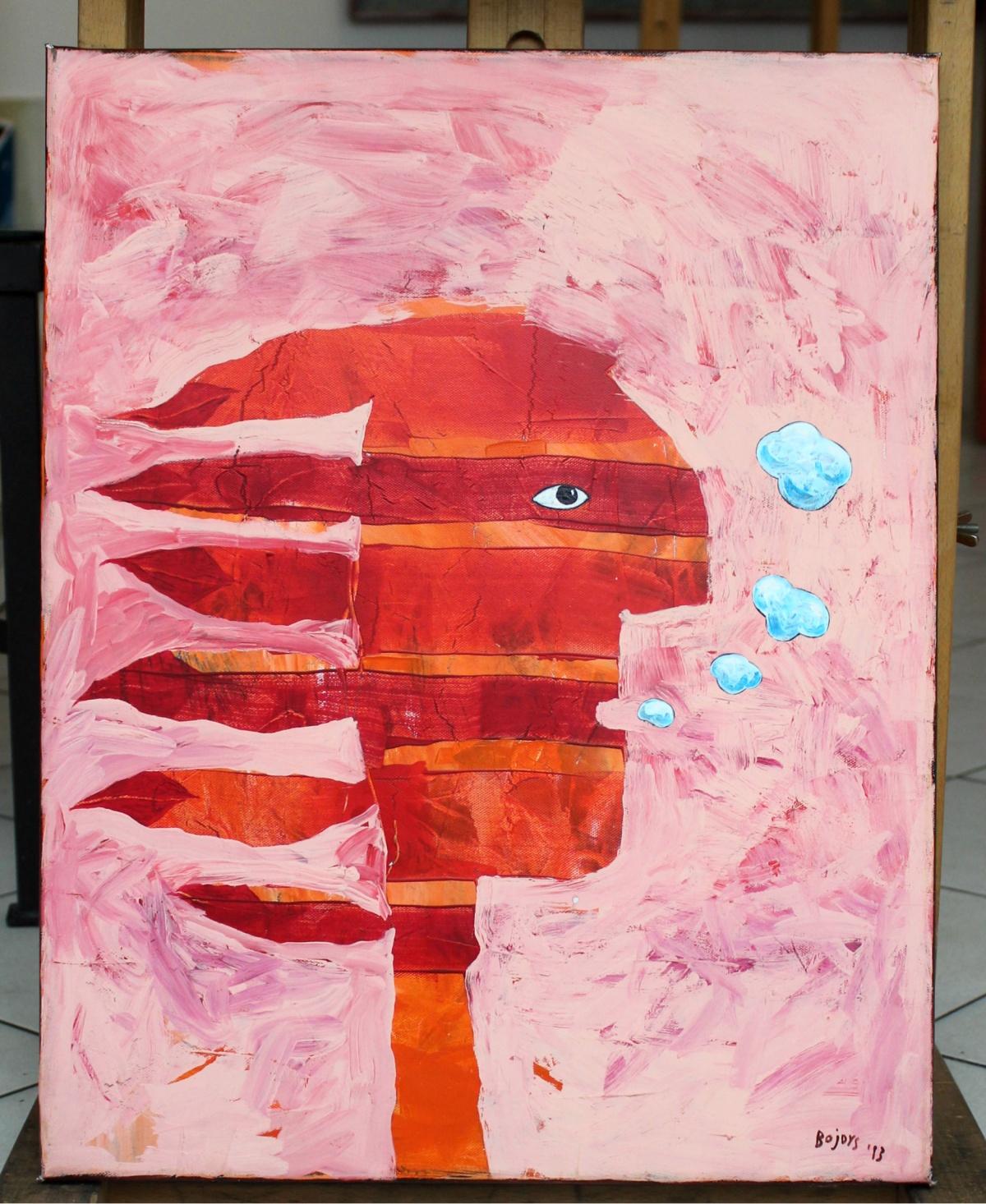 Indio haciendo señales de humo - Siglo XXI, Pintura acrílica figurativa, Colorido - Painting de Rafał Bojdys