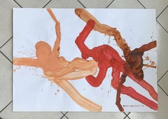 Tintenstift - Zeitgenössische Abstraktion, lebhafte Farben, Acryl auf Papier