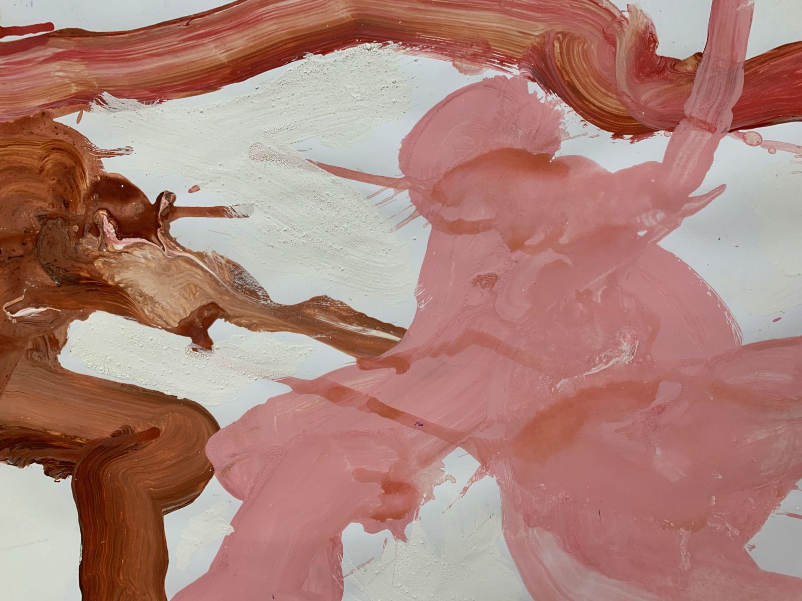 Tintenstift - Zeitgenössische Abstraktion, lebhafte Farben, Acryl auf Papier (Grau), Abstract Painting, von Rafal Chojnowski