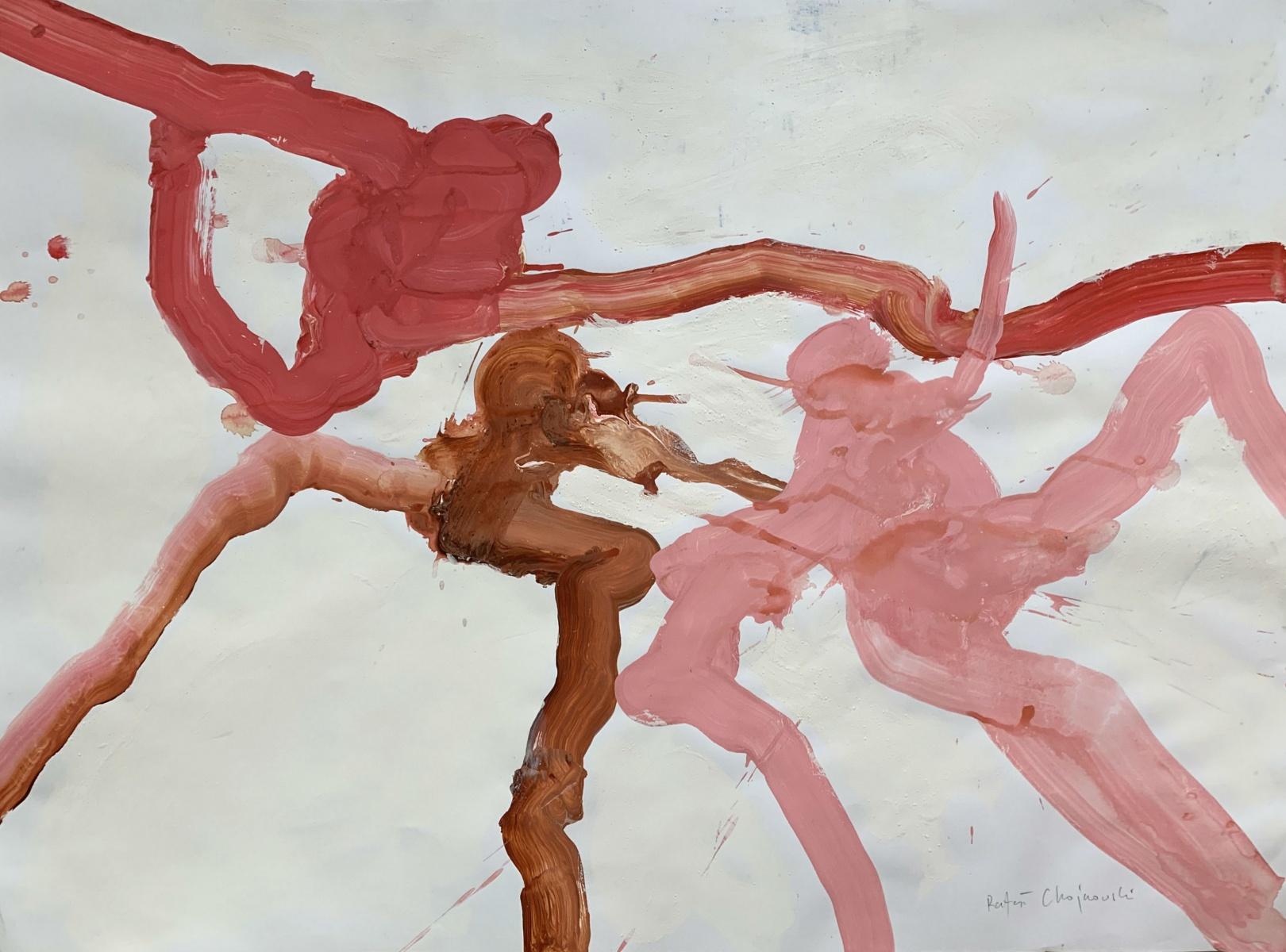 Rafal Chojnowski Abstract Painting – Tintenstift - Zeitgenössische Abstraktion, lebhafte Farben, Acryl auf Papier