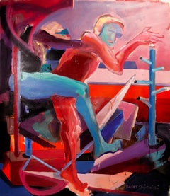 El verano es demasiado caluroso - Nuevo expresionismo, pintura al óleo figurativa contemporánea