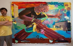 Wait  - Large Format - Contemporary Colorful Figurative Expressionism Painting