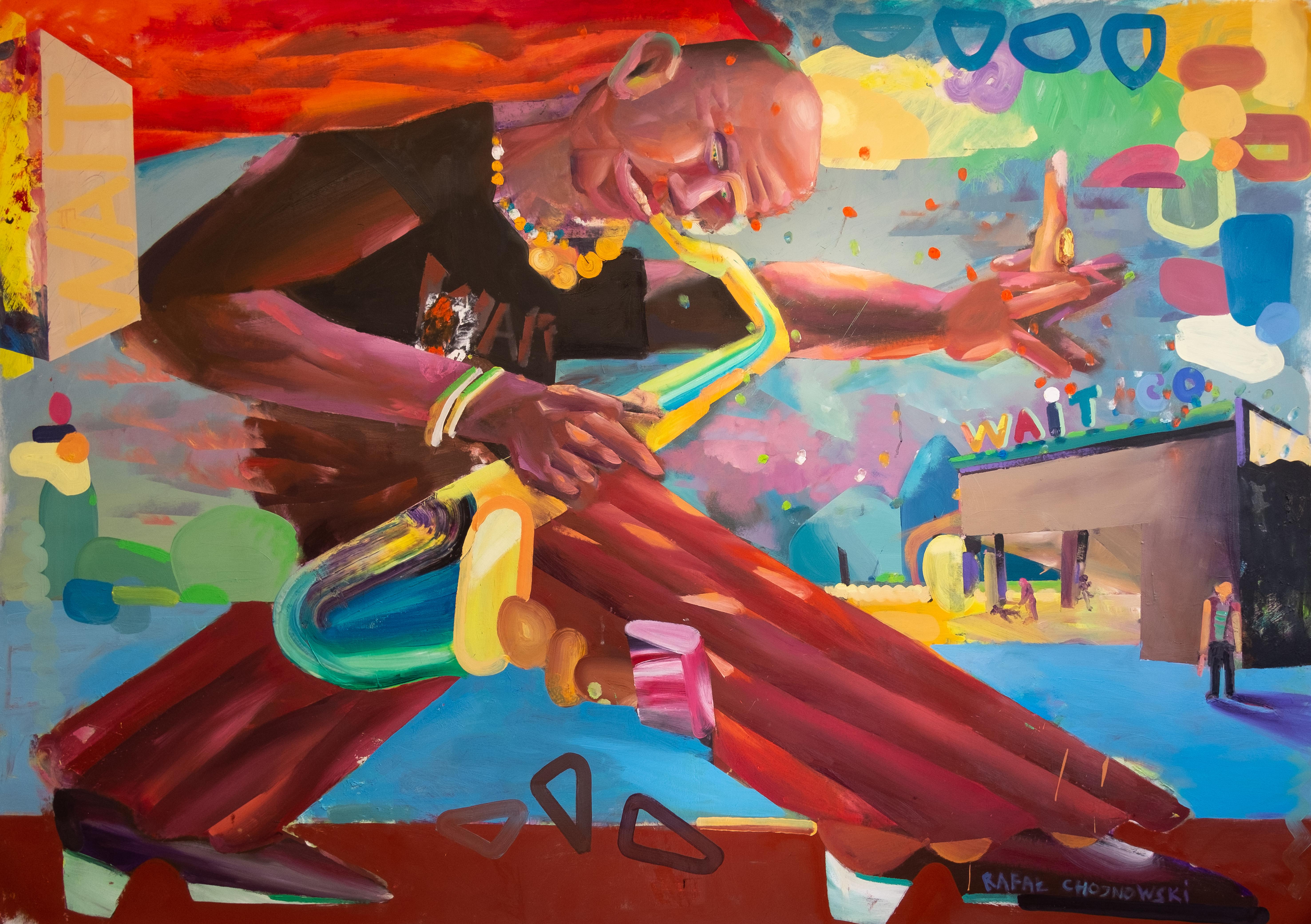 Rafal Chojnowski Portrait Painting - Wait  - Large Format - Contemporary Colorful Figurative Expressionism Painting