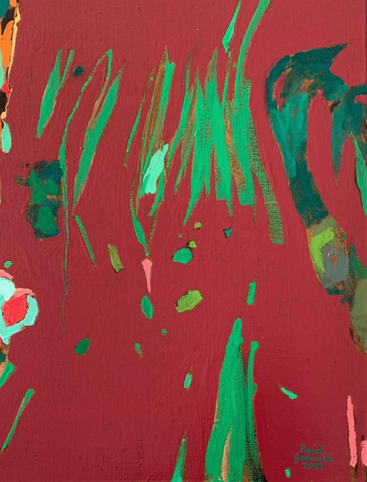 Una pantera 08. Pittura ad olio figurativa, Colorata, Pop art, Animali, Artista polacco - Figurative Painting Rosso di Rafał Gadowski