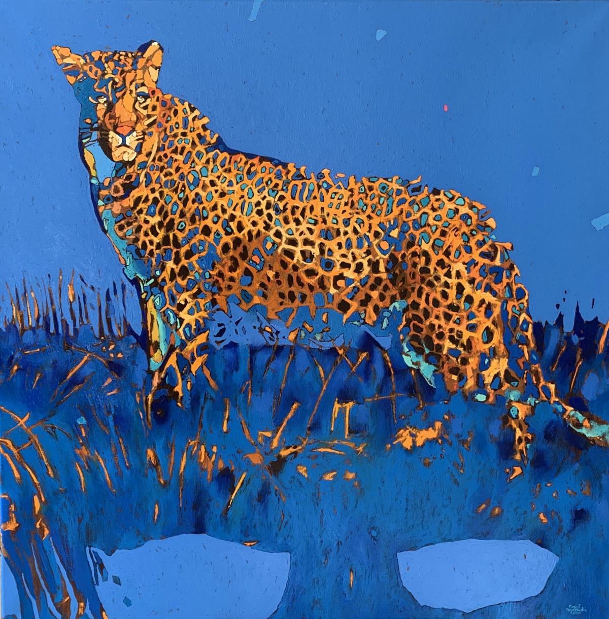 Rafał Gadowski Animal Painting - A Panther - XXI Century, Contemporary Figurative Oil Painting, Animals, Pop art