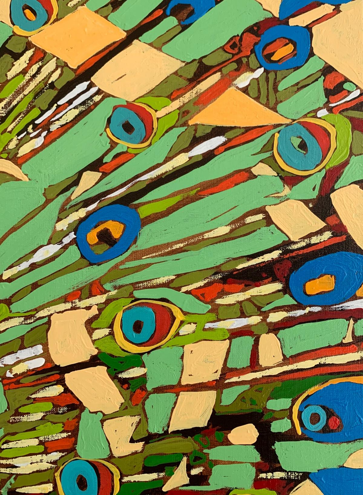Un pavone 31. Pittura ad olio figurativa, Colorata, Pop art, Animali, Artista polacco - Painting Altro stile artistico di Rafał Gadowski