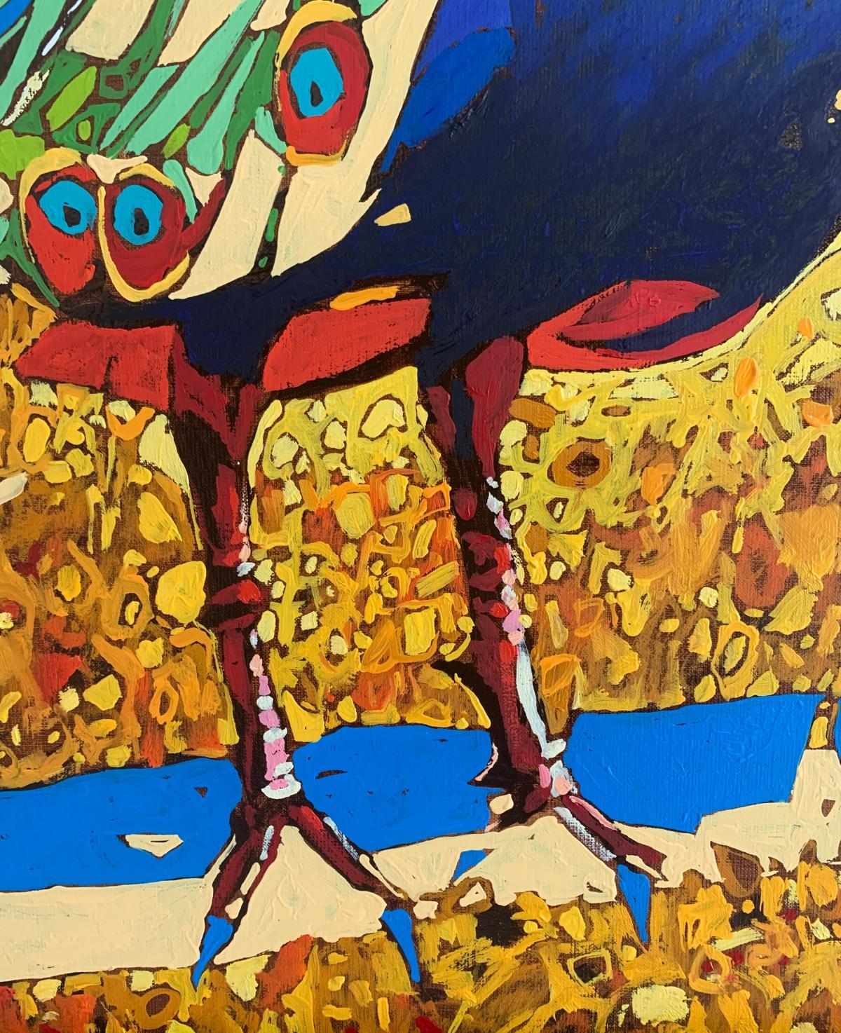 Un pavone 31. Pittura ad olio figurativa, Colorata, Pop art, Animali, Artista polacco 3