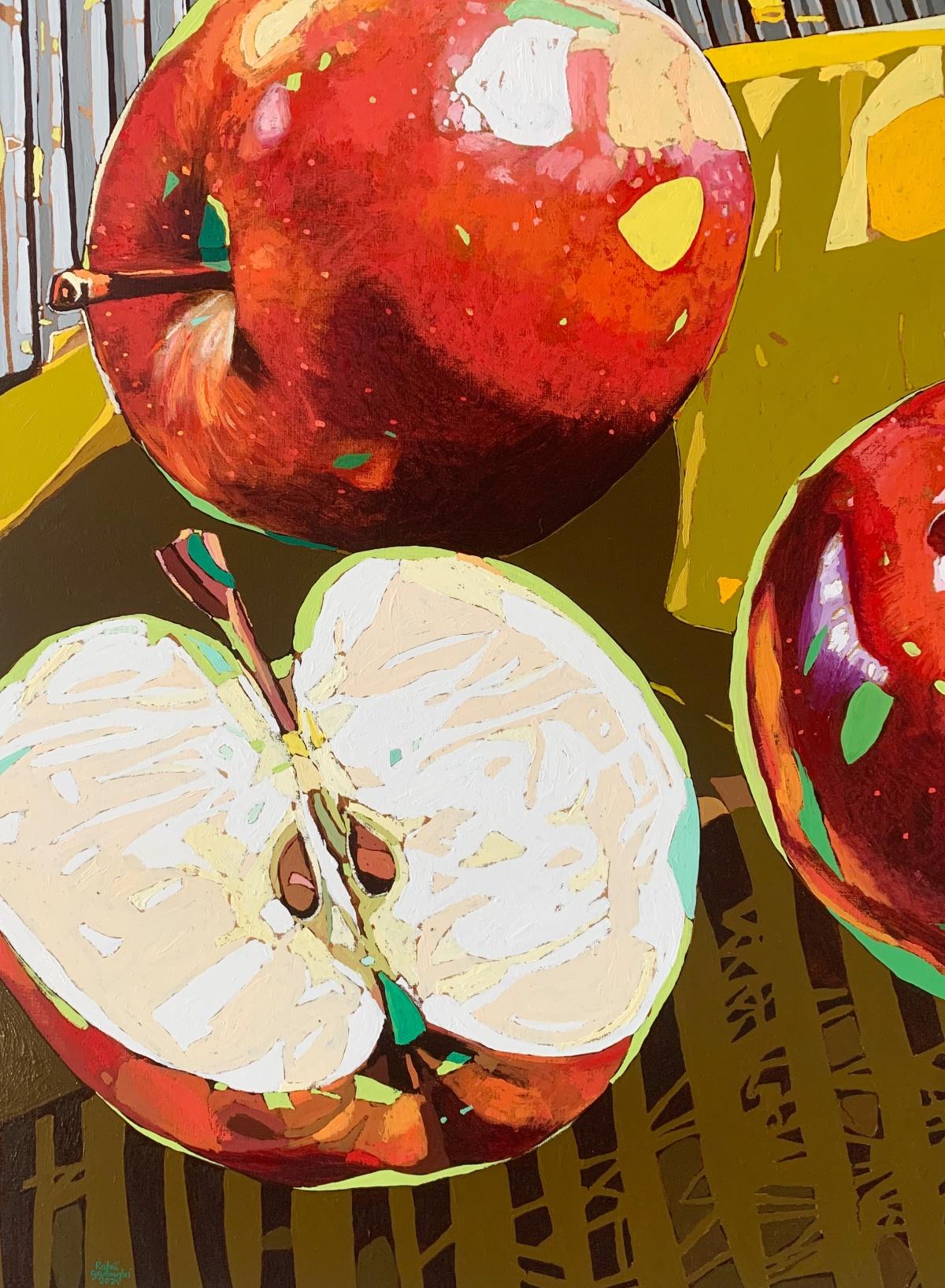 Äpfel 23. Figuratives Ölgemälde, farbenfrohes Pop-Art-Stillleben, polnische Kunst (Sonstige Kunststile), Painting, von Rafał Gadowski