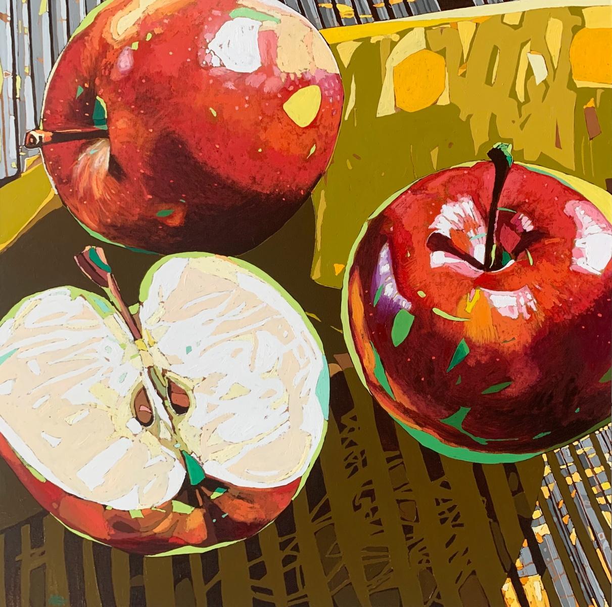 Rafał Gadowski Figurative Painting - Apples 23. Figurative Oil Painting, Colorful Pop art Still life, Polish art