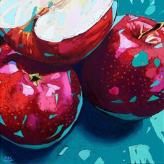 Apples 27. Figurative Oil Painting, Colorful, Pop art, Fruits, Polish artist