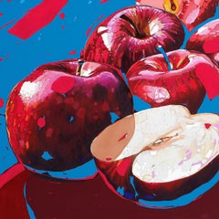 Mele 25. Pittura ad olio figurativa, Pop art colorata, Natura morta, Arte polacca