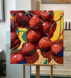 Cherries 02 - Contemporary Figurative Oil Painting, Still life, Pop art