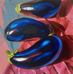 Eggplant 3 - Figurative Oil Painting, Pop art, Still life, Polish artist