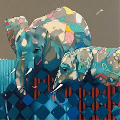 Elephants - XXI Century, Contemporary Figurative Oil Painting, Animals, Pop art