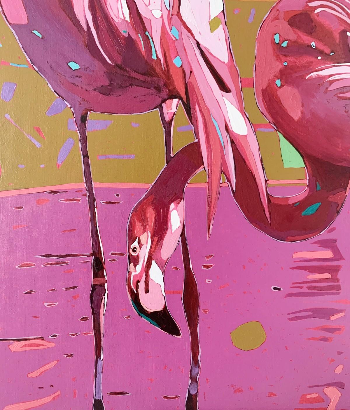 Flamingos 24 - Figurative Oil Painting, Pop art, Animals, Polish artist 2