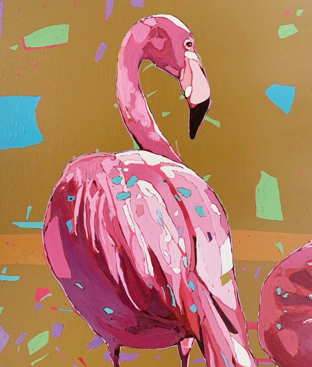 Flamingos 24 - Figurative Oil Painting, Pop art, Animals, Polish artist 3